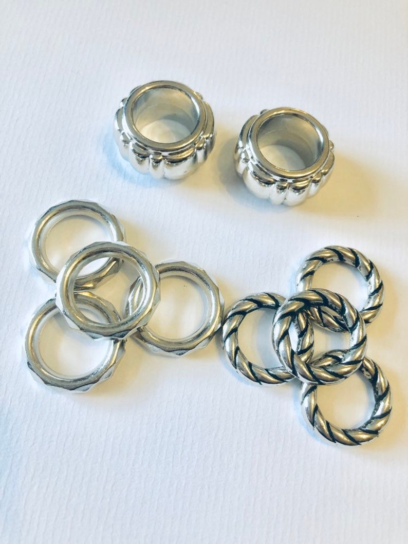 Silver Coloured Scarf Beads 10pcs, Silver scarf bail, scarf tube, scarf ring, scarf slider, scarf jewelry, scarf jewellery, scarf charm image 6