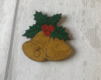 Christmas bells fridge magnet, wooden magnet, christmas magnet, kitchen decor, Christmas decor, festive magnet, stocking filler