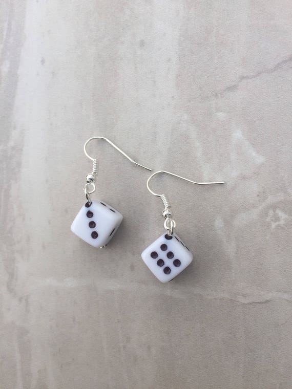 drop earrings gift for gamblers novelty earrings Red Dice dangle earrings gift for her lucky dice earrings casino stocking filler