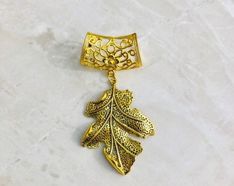 Golden Leaf Scarf Bail, gold scarf bail, scarf pendant, scarf ring, scarf slider, scarf jewelry, scarf jewellery, scarf charm