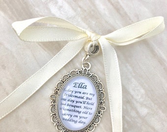 BRIDESMAID personalised bouquet charm, bridesmaid gift, wedding keepsake, bridesmaid charm, wedding day gift, traditional gift