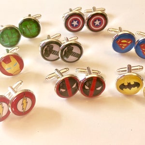 Superhero logo themed cufflinks, ideal for parties, graduation, weddings, birthday or anniversary image 5