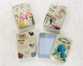 Metal Rectangular Vintage Theme Notions Tin for stitch markers, pins, fastenings