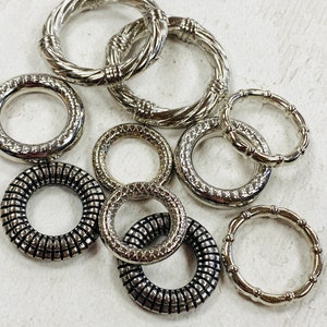 Silver Coloured Scarf Beads 10pcs, Silver scarf bail, scarf tube, scarf ring, scarf slider, scarf jewelry, scarf jewellery, scarf charm image 2