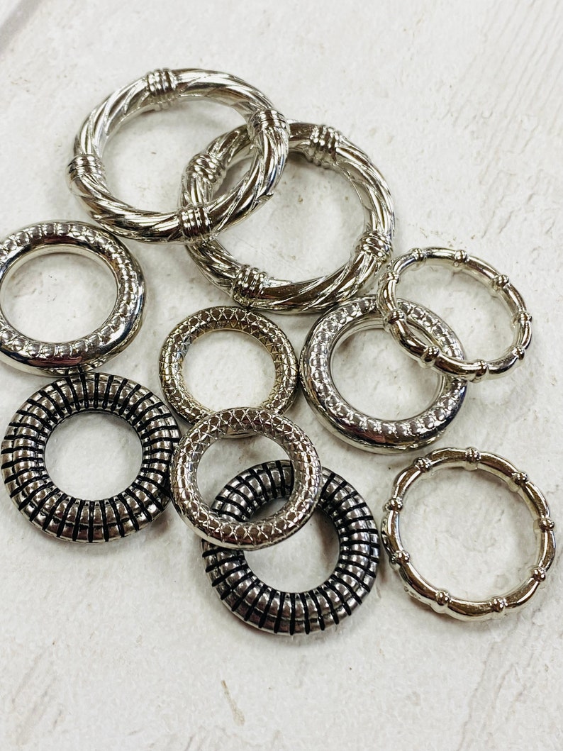 Silver Coloured Scarf Beads 10pcs, Silver scarf bail, scarf tube, scarf ring, scarf slider, scarf jewelry, scarf jewellery, scarf charm image 2