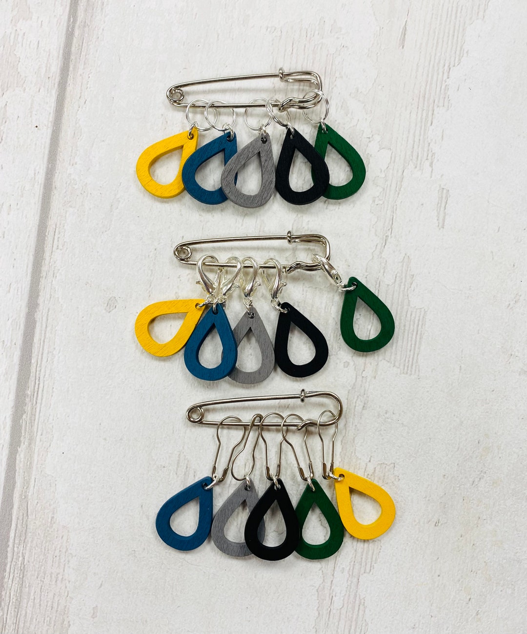 Lightweight Wooden Teardrop Stitch Markers, Progress Markers / Keepers
