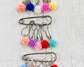 Cute Rose Acrylic Stitch Markers, stitch markers, knitting supplies, progress markers, progress keepers, craft supplies, crochet markers