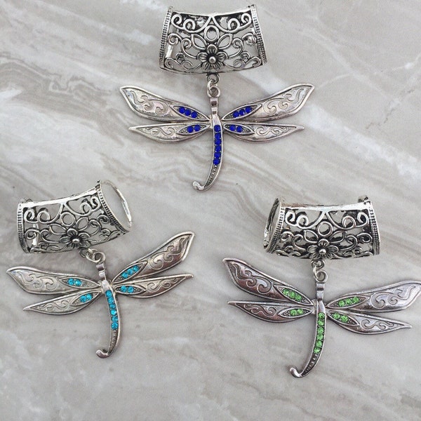 Silver Dragonfly Scarf Bail, pendentif écharpe, bague écharpe, curseur d’écharpe, accessoire d’écharpe, bijoux d’écharpe, bijoux d’écharpe, charme d’écharpe