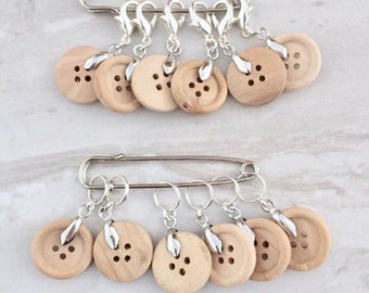 Wooden Button Stitch Markers, stitch markers, knitting supplies, progress markers, craft supplies, crochet markers