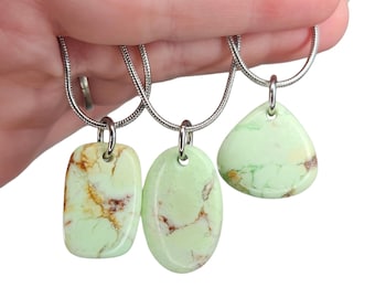 Lemon Chrysoprase Crystal Necklace, Citron Magnesite Natural Stone Pendant from Australia, Boho Energy Crystal Jewelry