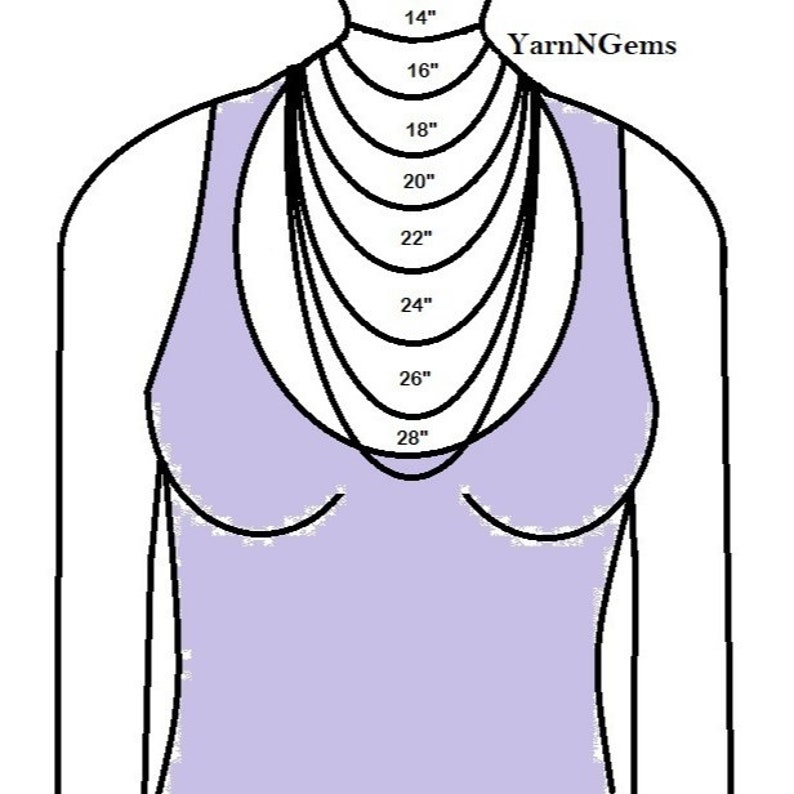 Necklace length chart. These necklaces come on 20" length chains.