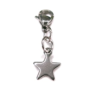 5 Point Star Stainless Steel Charm for Charm Bracelet or Necklace, Key Chain Clip, Witchy Jewelry For Women or Men