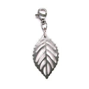Leaf Shaped Stainless Steel Charm for Charm Bracelet or Necklace, Key Chain Clip, Nature Jewelry For Women or Men