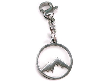 Mountain Range Stainless Steel Charm for Charm Bracelet or Necklace, Key Chain Clip, Nature Jewelry For Women or Men