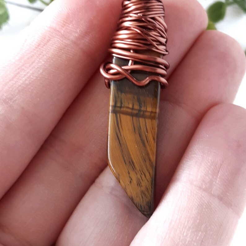 Tigers Eye Necklace Wire Wrapped Tigers Eye Pendant Solar Plexus Chakra Necklace Metaphysical Crystal Necklace Boho Hippie Gifts