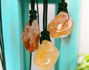 Golden Healer Quartz Necklace, Solar Plexus Chakra Crystal Necklace, Natural Stone Pendant for Men or Women, Witchy Jewelry Gift