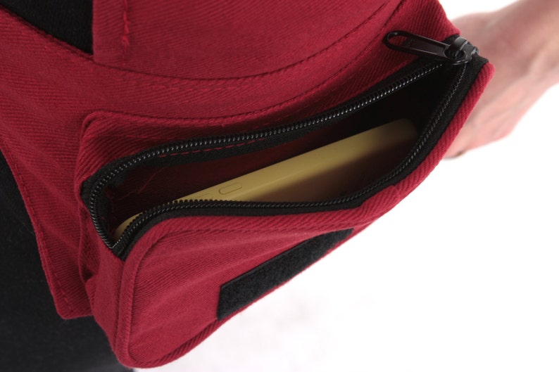 VEGAN Pocket Belt Single Hip Canvas Waist Pouch Utility Bag in Red. Great for Party, Festival, Burning Man, psy trance, rave image 4