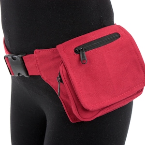 VEGAN Pocket Belt Single Hip Canvas Waist Pouch Utility Bag in Red. Great for Party, Festival, Burning Man, psy trance, rave image 1