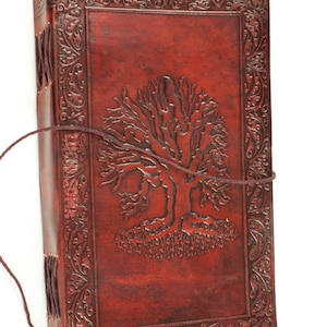 9X5 Handmade Leather Journal, Sketchbook, diary Celtic Tree of Life Book of Shadow wicca