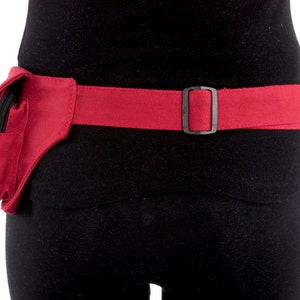 VEGAN Pocket Belt Single Hip Canvas Waist Pouch Utility Bag in Red. Great for Party, Festival, Burning Man, psy trance, rave image 3