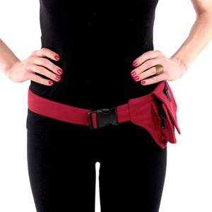 VEGAN Pocket Belt Single Hip Canvas Waist Pouch Utility Bag in Red. Great for Party, Festival, Burning Man, psy trance, rave image 2