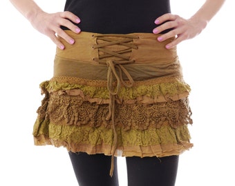Handmade Cotton Green SKIRT Party Style burning man psy trance festival rave size Small Burning Man steampunk