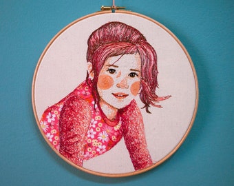 Custom embroidery portrait, personalized embroidery portrait, detailed embroidered portrait, personalized illustration, embroidery art, 10"