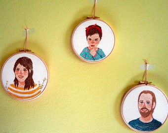 Custom Embroidery Family Portrait, Personalized hoop art family Portraits, Custom Wedding, Anniversary Gift, Hand Stitched Portrait Art