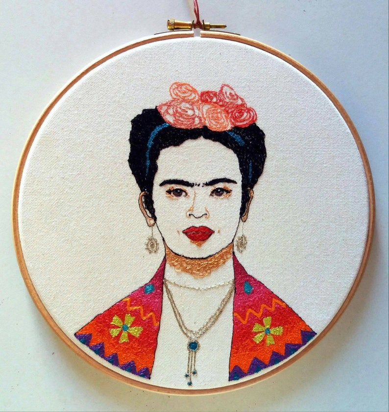 Frida Kahlo Embroidery Portrait Frida Kahlo Hoop Art Frida - Etsy