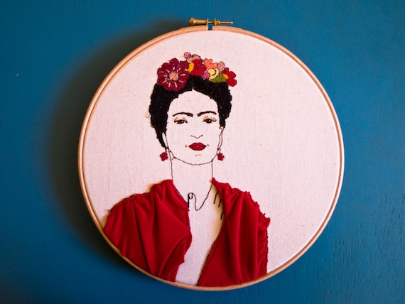 Frida Kahlo Embroidery Portrait Frida Kahlo Hoop Art Wall | Etsy