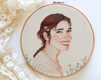 Custom Bridal embroidered portrait, custom family detailed portrait embroidery wall art, family embroidery illustration, custom wedding gift