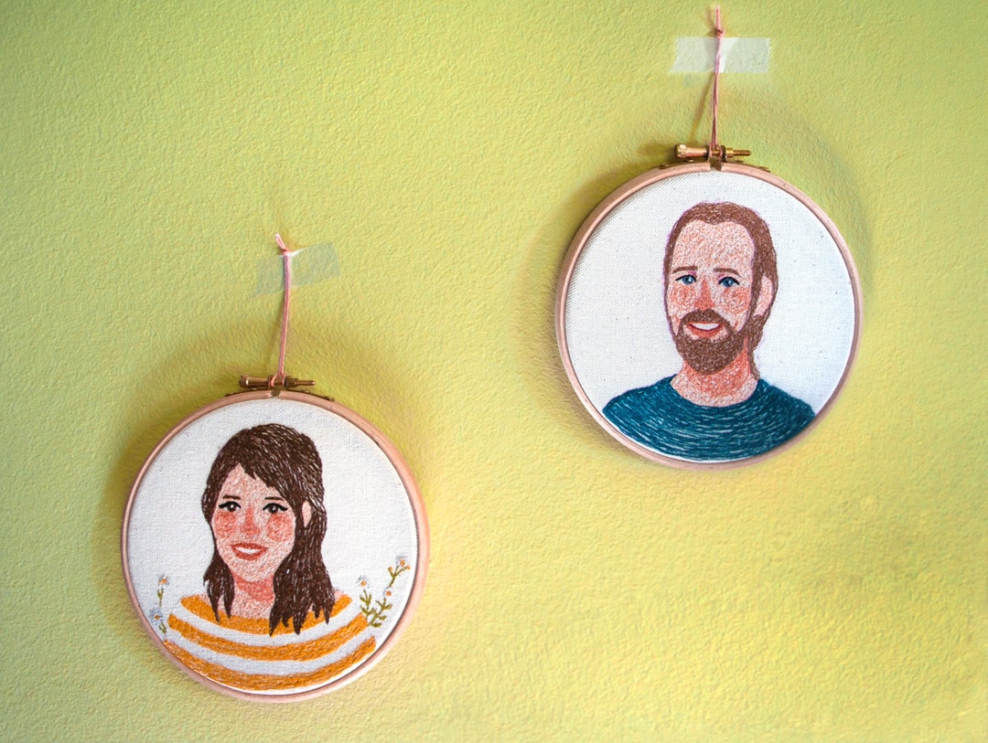 Couples Gift Custom Portrait Family Portrait Embroidery Hoop Art ...