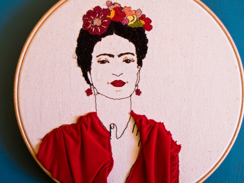 Frida Kahlo Embroidery Portrait Frida Kahlo Hoop Art Wall - Etsy