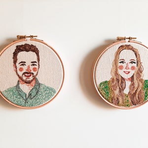 CUSTOM couple portrait wall art, personalized couples embroidery portrait illustration, anniversary gift, custom wedding housewarming gift image 1