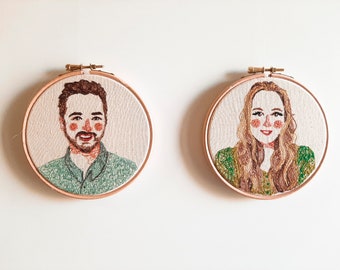 CUSTOM couple portrait wall art, personalized couples embroidery portrait illustration, anniversary gift, custom wedding housewarming gift