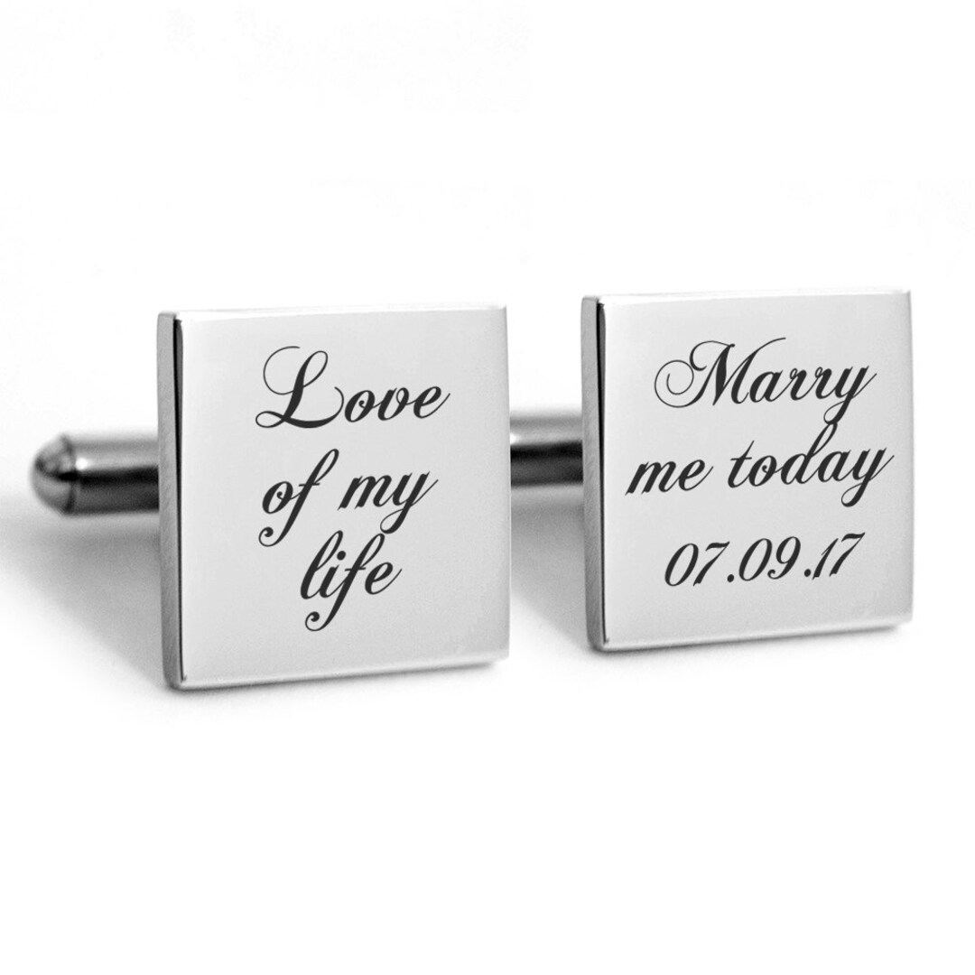 Wedding Cufflinks Stainless Steel With Engraved Personalized Etsy