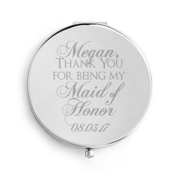 Maid or Matron of Honor Honour Gift Wedding Compact Mirror Personalized