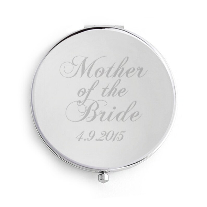 Mother of the Bride Wedding Compact Mirror, Personalised Date engraved image 1