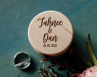 Wedding Personalized wooden ring box with names