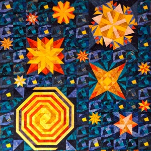 Star quilt pattern, Starry night quilt, pdf quilt pattern, star blocks