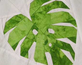 Basispapier, kaasplant, quiltblok, monsterablad, palmblad