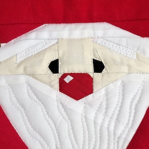 Santa Quilt block, FPP PDF pattern, X&#39;mas Mini quilt, 3 sizes