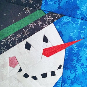 X&#39;mas quilt block pattern, pdf pattern Snowman mini quilt, 4&quot;, 5&quot; and 6&quot;, Happy snowman