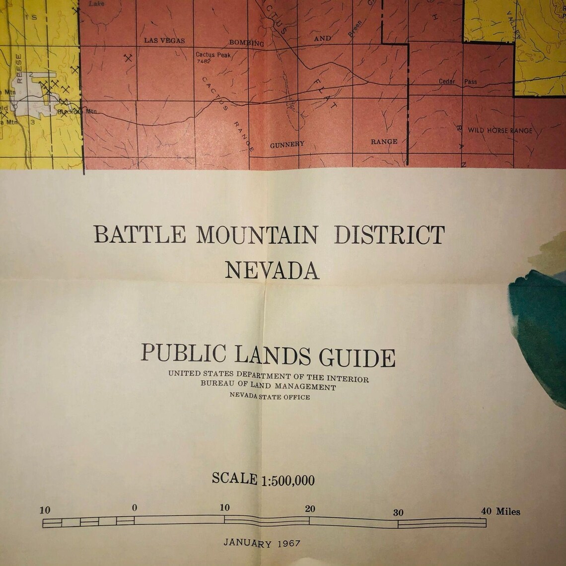 VNTG 1967 Nevada Battle Mountain District BLM Public Lands Map Etsy
