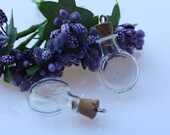 1PC 20x26mm Mini oblate Glass Bottles for necklace pendants, have a eye screw Tiny Empty Small Bottle Jar
