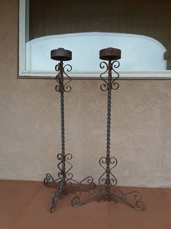 Wrought Iron Gothic Spanish Revival Floor Lamps Etsy