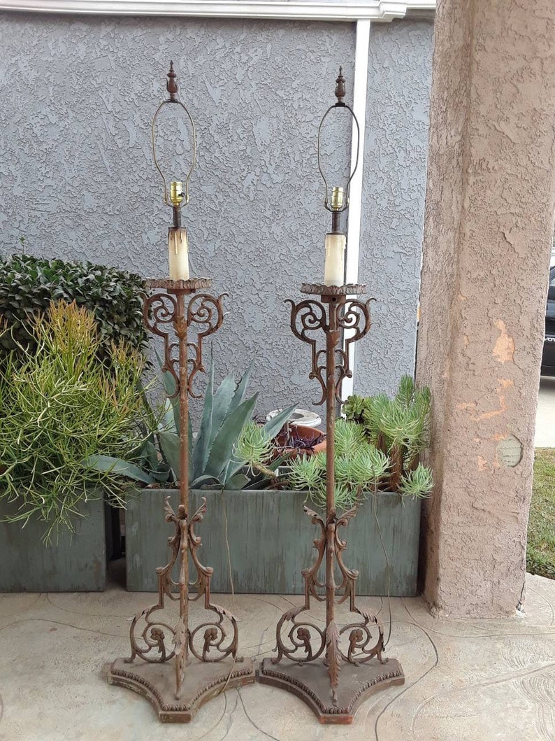 Goldleaf Spanish Revival Floor Lamps Set Of 2