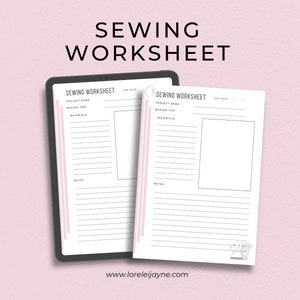 PDF Printable Sewing Worksheet, project worksheet, Project Tracker, Sewing Planner, Sewing Notebook, Quilt Planner, craft worksheet
