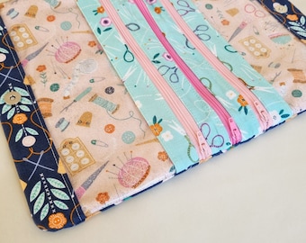 Natalie Pouch PDF Sewing Pattern with SVG file for Cricut, Brother scan and cut and video. Project pouch, vinyl pouch, cosmetic bag