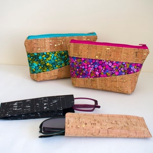 Patrón de costura en PDF Estuche de corcho Duo Patrón de costura en PDF, Patrón de bolso, Estuche con cremallera, Patrón de costura de estuche, Estuche para gafas, Archivo SVG